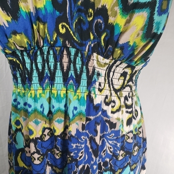Bisou Bisou Multicolored Back Out Maxi Dress Sz 8 - Picture 4 of 9